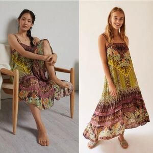 Anthropologie Lovett Tiered  Maxi Dress